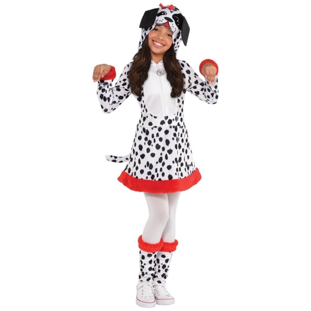 Dalmatian Dotted Doggy Youth Girls Large 12/14 Halloween Costume Dress in White